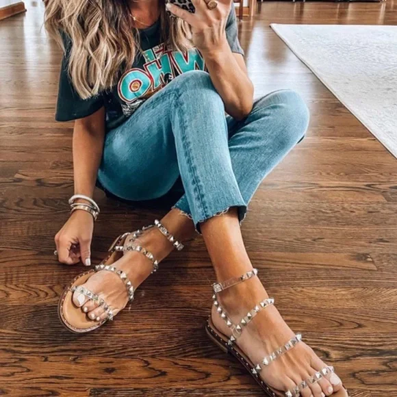 STEVE MADDEN Travel Rock Stud Gladiator Sandals - Picture 2 of 9